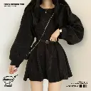 French Retro Puff Sleeve Pure Desire Style Corduroy Short Dress  