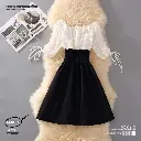  Korean Pleated A-Line Mid-Length Slimming Sweet Style Dress
