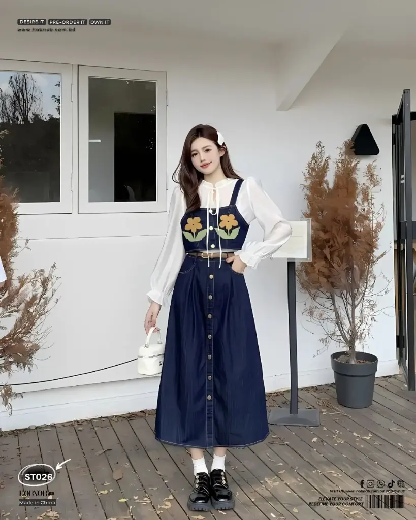  Ying Xiyue Three-Piece High Waist Casual Outfit Denim Set