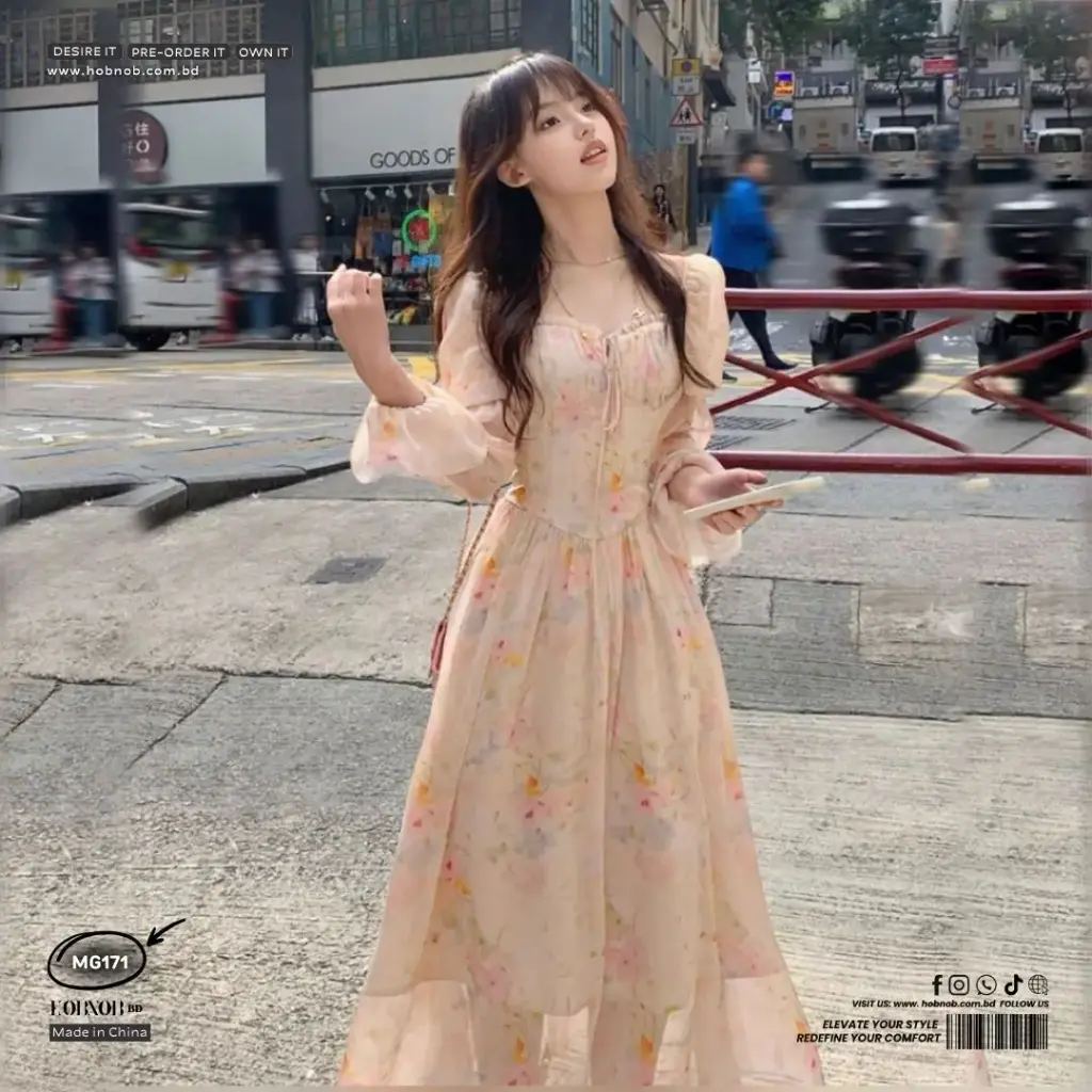 Inspired Floral Chiffon Long Dress A Line Fairy Skirt