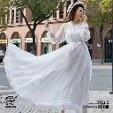  Yunjiao Rose Fairy Chiffon Dress with Lantern Sleeves  