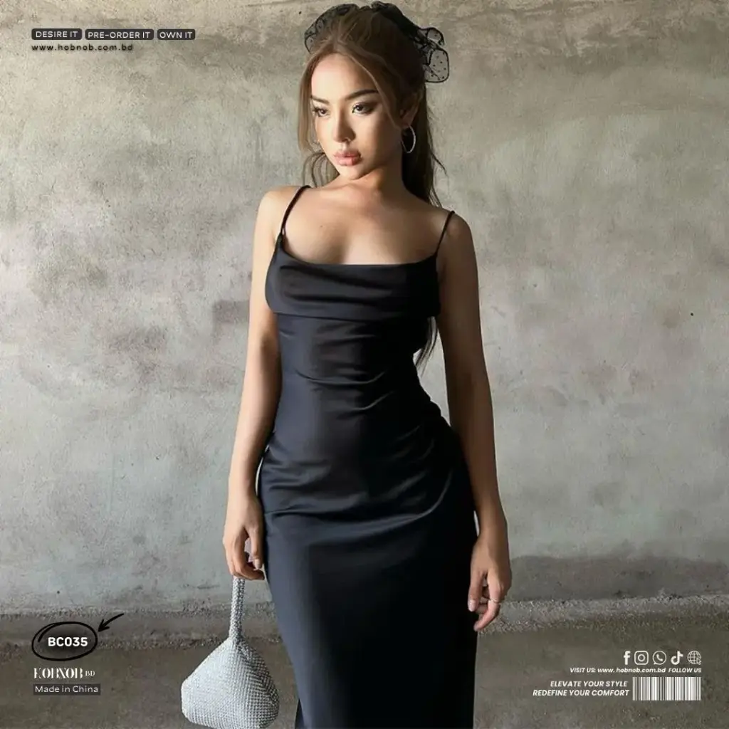  Dulzura Black One-Shoulder High Waist Suspender Dress