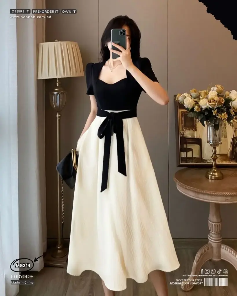 French Hepburn Style High-Grade Waist Fresh Dress