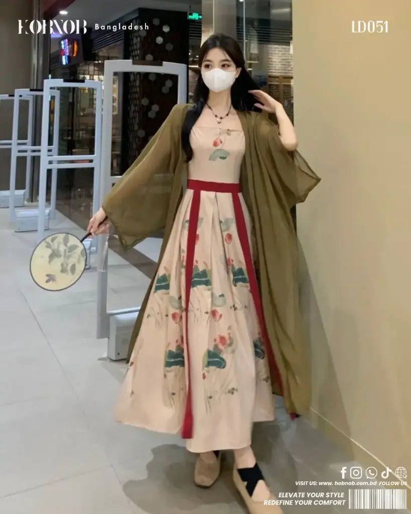  Chinese Style Two-Piece Maternity Dress with Cardigan