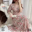 Fairy Look Style Korean Chiffon Floral A-Line Long Dress 