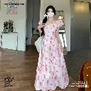 French-Inspired Plus Exclusive Floral Long Dress