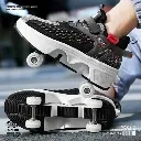 Guipais Retractable Wheel Roller Shoes  LED Luminous Skating Sneakers