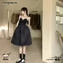  Hepburn Style French Suspender High Waist Backless Dress  