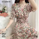 Fairy Look Style Korean Chiffon Floral A-Line Long Dress 