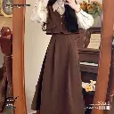 Youthful College Style Corduroy Splice Two Piece Dress 